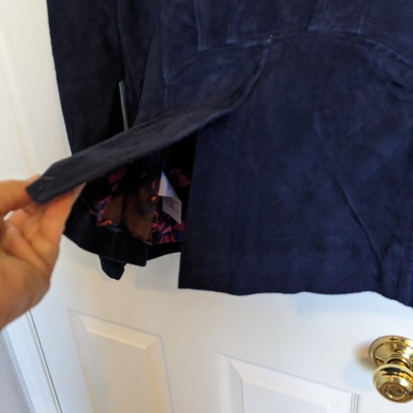 Isaac Mizrahi Navy SUEDE MOTO Jacket | 10 | EUC - Picture 8 of 10